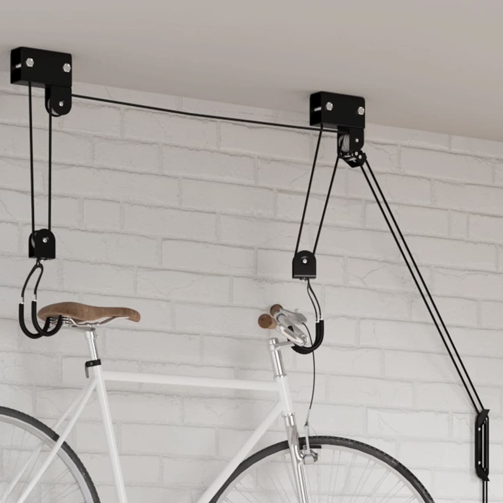 vidaXL Palan pentru biciclete cu suport pe tavan, 57 kg vidaXL Palan pentru biciclete cu suport pe tavan, 57 kg