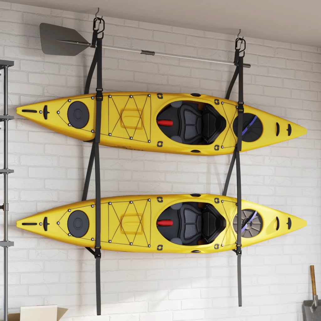 vidaXL Curele depozitare duble de caiac, cu cleme pentru vâsle, 50 kg vidaXL Curele depozitare duble de caiac, cu cleme pentru vâsle, 50 kg