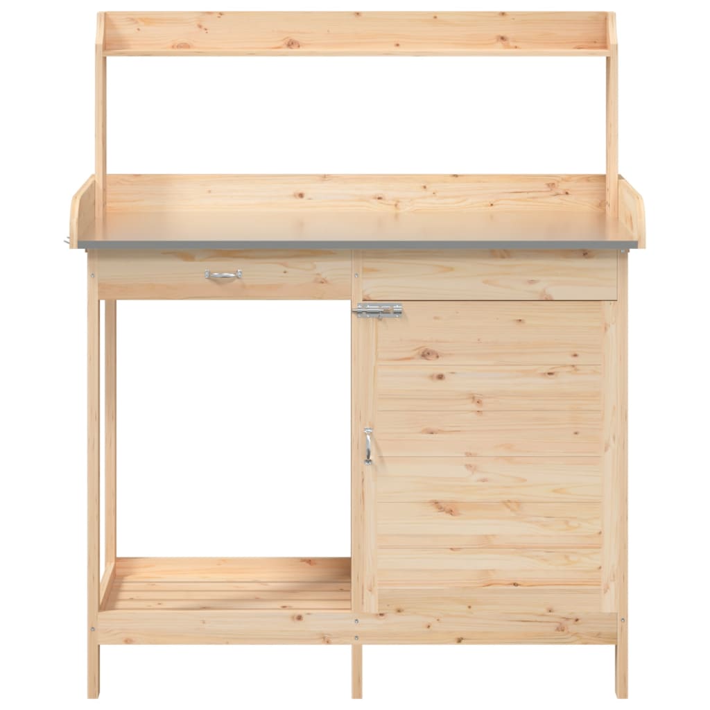 vidaXL Masă de plantare cu dulap, 110,5x45x124,5 cm lemn masiv brad vidaXL Masă de plantare cu dulap, 110,5x45x124,5 cm lemn masiv brad