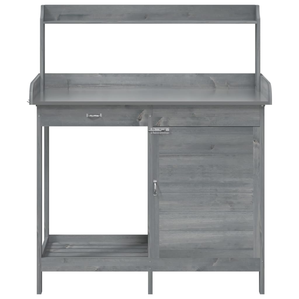 vidaXL Masă plantare cu dulap, gri, 110,5x45x124,5 cm lemn masiv brad vidaXL Masă plantare cu dulap, gri, 110,5x45x124,5 cm lemn masiv brad