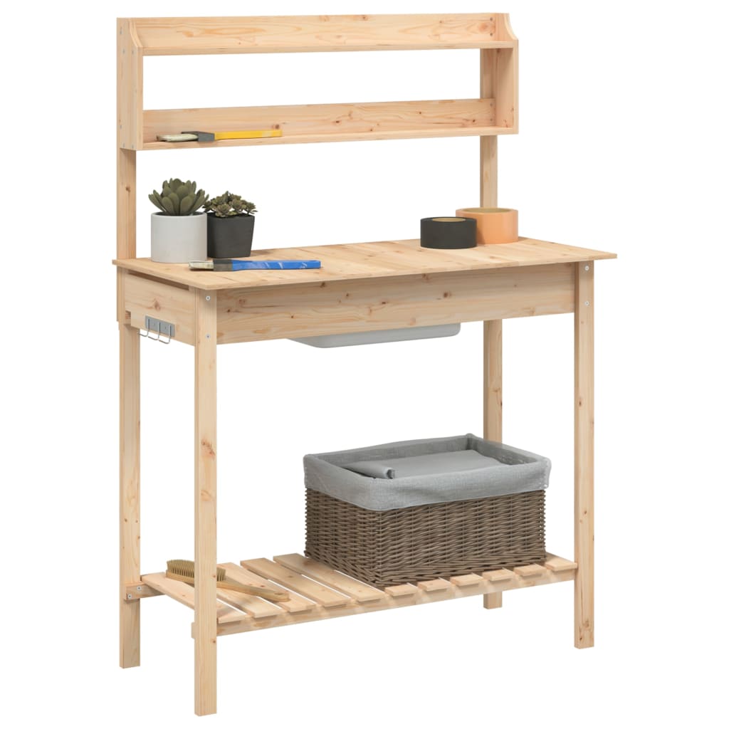 vidaXL Masă plantare cu chiuvetă, 147,5x44x139,5 cm, lemn masiv brad vidaXL Masă plantare cu chiuvetă, 147,5x44x139,5 cm, lemn masiv brad