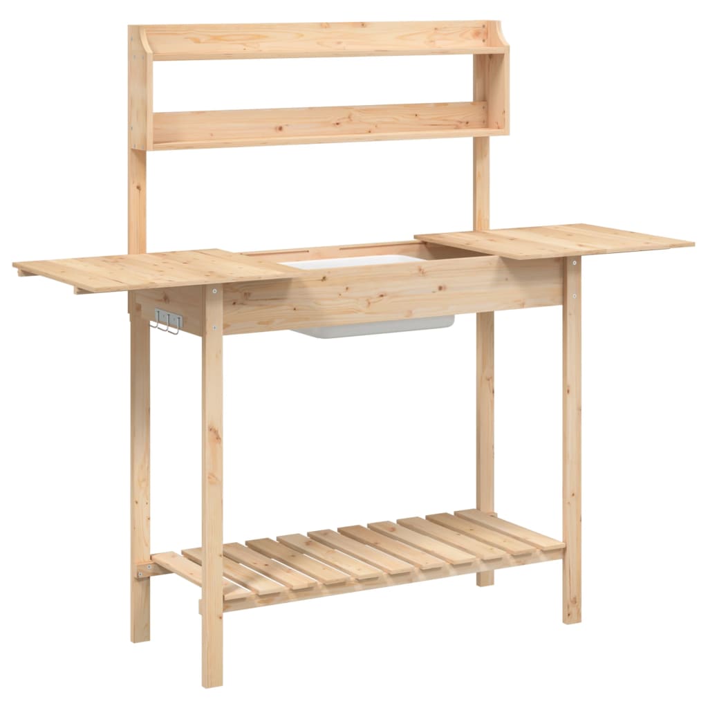 vidaXL Masă plantare cu chiuvetă, 147,5x44x139,5 cm, lemn masiv brad vidaXL Masă plantare cu chiuvetă, 147,5x44x139,5 cm, lemn masiv brad