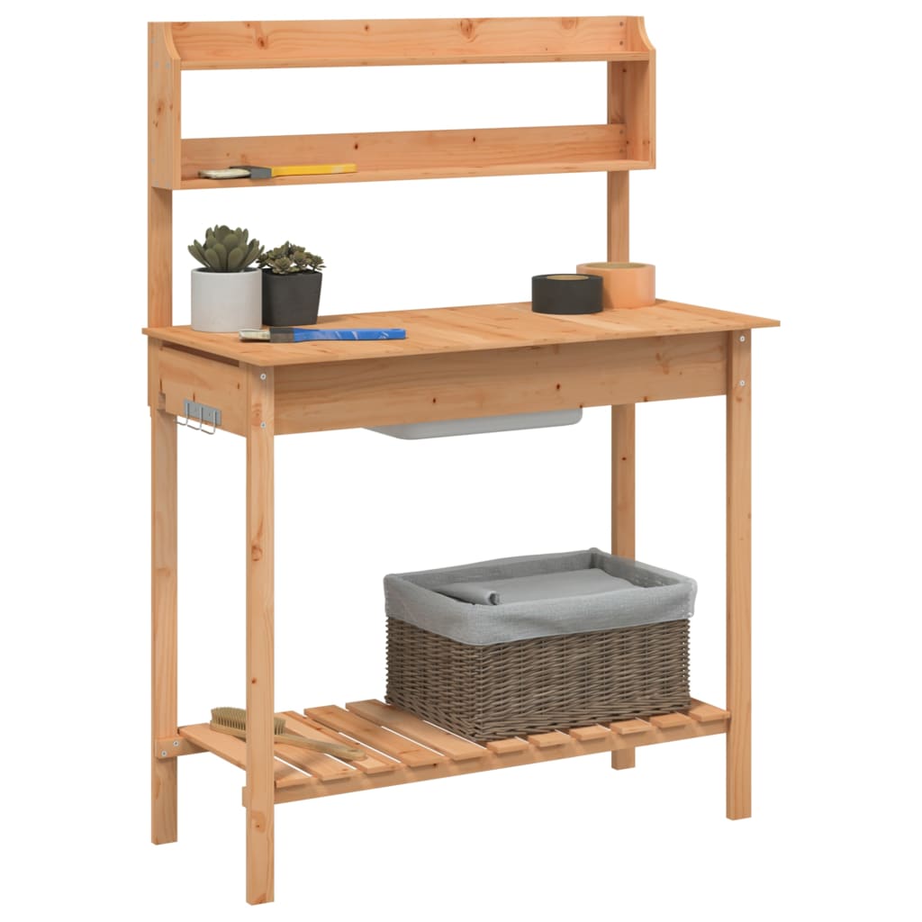 vidaXL Masă plantare cu chiuvetă maro 147,5x44x139,5cm lemn masiv brad vidaXL Masă plantare cu chiuvetă maro 147,5x44x139,5cm lemn masiv brad
