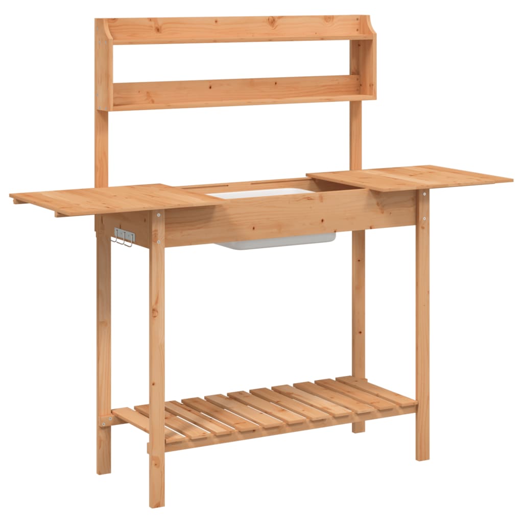 vidaXL Masă plantare cu chiuvetă maro 147,5x44x139,5cm lemn masiv brad vidaXL Masă plantare cu chiuvetă maro 147,5x44x139,5cm lemn masiv brad