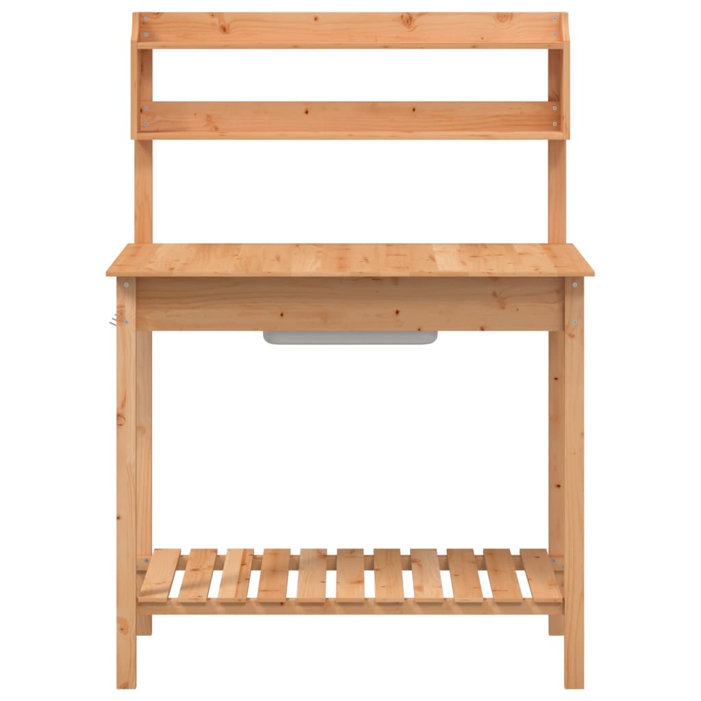 vidaXL Masă plantare cu chiuvetă maro 147,5x44x139,5cm lemn masiv brad vidaXL Masă plantare cu chiuvetă maro 147,5x44x139,5cm lemn masiv brad