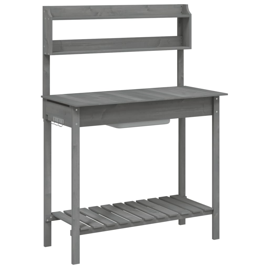 vidaXL Masă plantare cu chiuvetă gri 147,5x44x139,5cm lemn masiv brad vidaXL Masă plantare cu chiuvetă gri 147,5x44x139,5cm lemn masiv brad