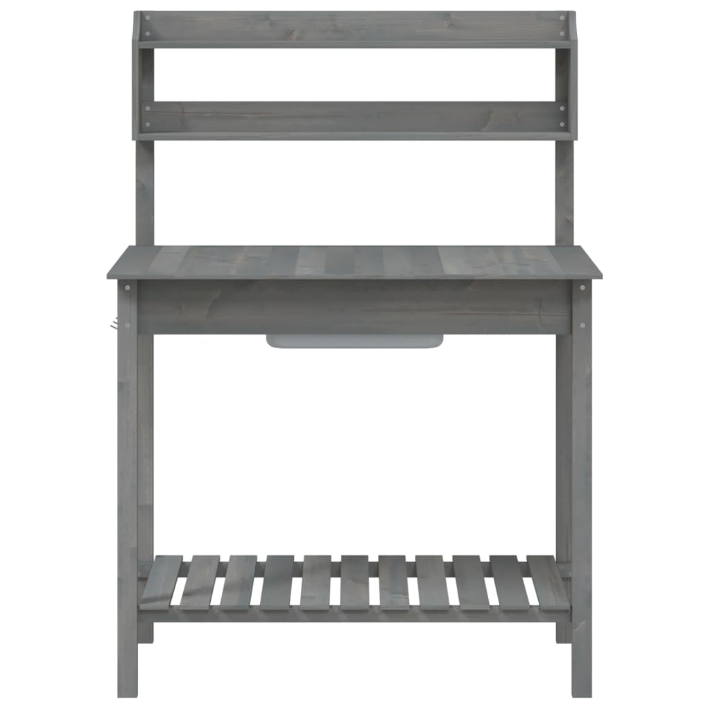 vidaXL Masă plantare cu chiuvetă gri 147,5x44x139,5cm lemn masiv brad vidaXL Masă plantare cu chiuvetă gri 147,5x44x139,5cm lemn masiv brad