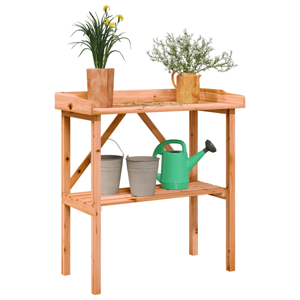 vidaXL Masă de plante cu raft, maro, 78x38x82,5 cm, lemn masiv de brad vidaXL Masă de plante cu raft, maro, 78x38x82,5 cm, lemn masiv de brad