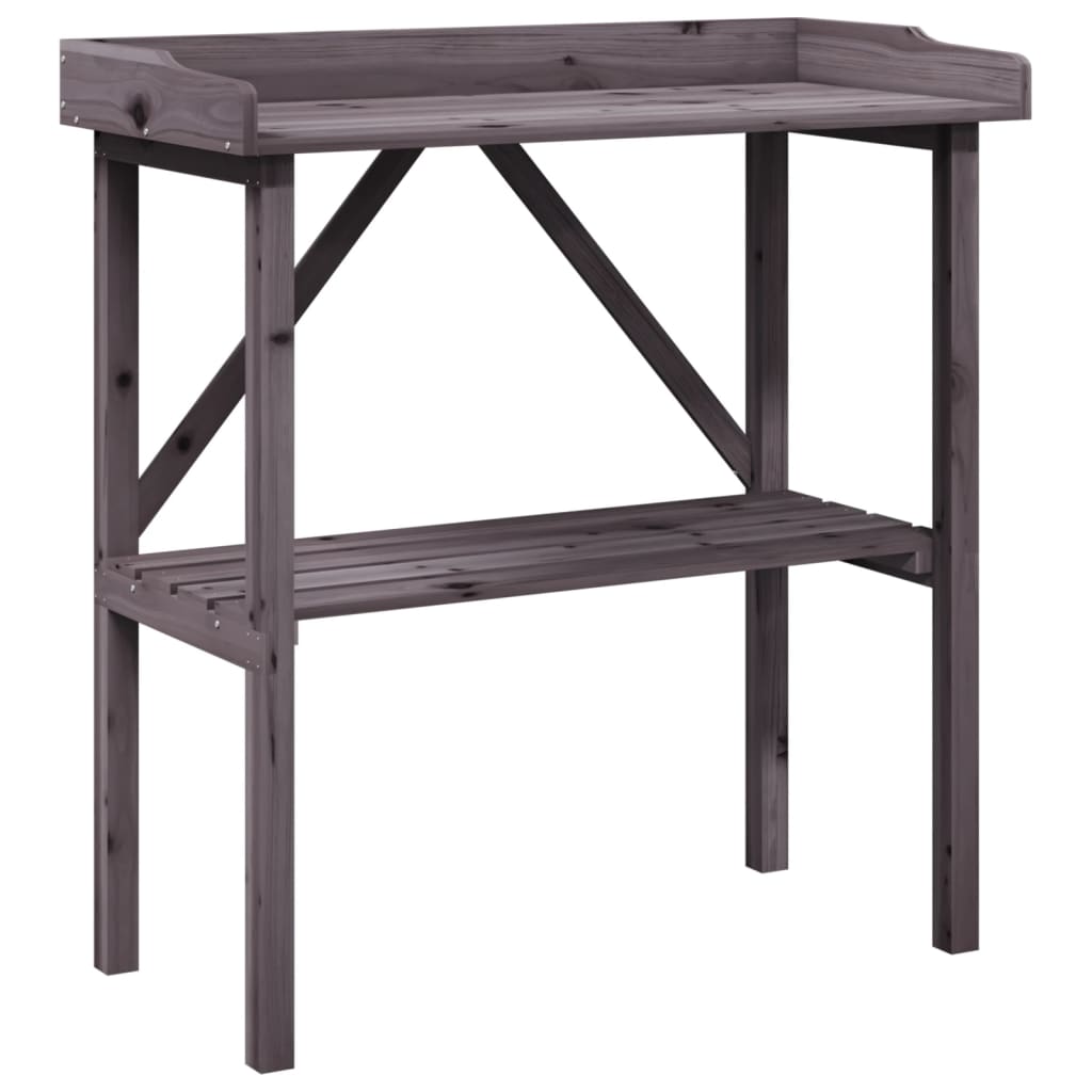 vidaXL Masă de plante cu raft, gri, 78x38x82,5 cm, lemn masiv de brad vidaXL Masă de plante cu raft, gri, 78x38x82,5 cm, lemn masiv de brad