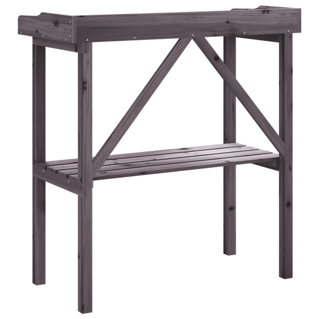 vidaXL Masă de plante cu raft, gri, 78x38x82,5 cm, lemn masiv de brad vidaXL Masă de plante cu raft, gri, 78x38x82,5 cm, lemn masiv de brad