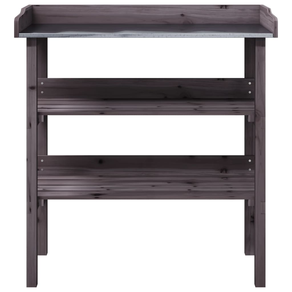 vidaXL Masă de plante cu raft, gri, 78x38x82,5 cm, lemn masiv de brad vidaXL Masă de plante cu raft, gri, 78x38x82,5 cm, lemn masiv de brad