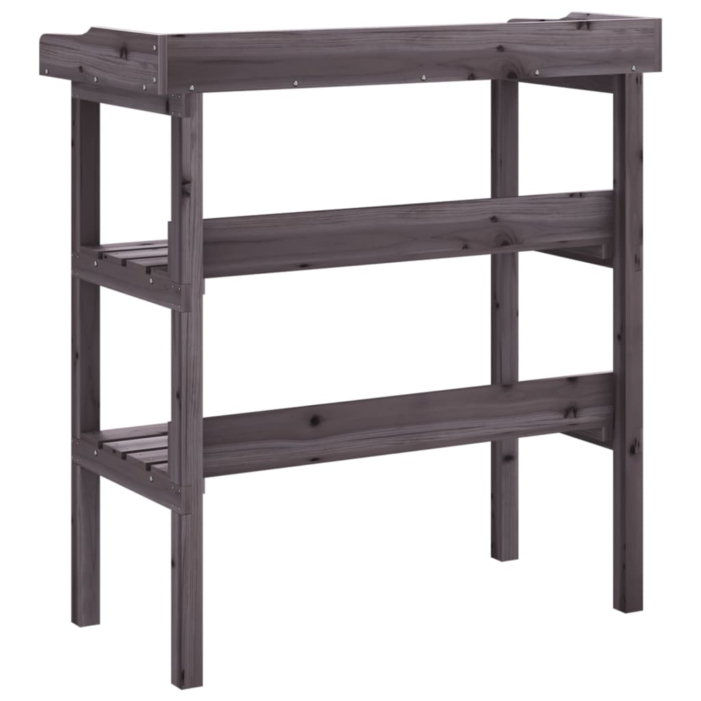 vidaXL Masă de plante cu raft, gri, 78x38x82,5 cm, lemn masiv de brad vidaXL Masă de plante cu raft, gri, 78x38x82,5 cm, lemn masiv de brad