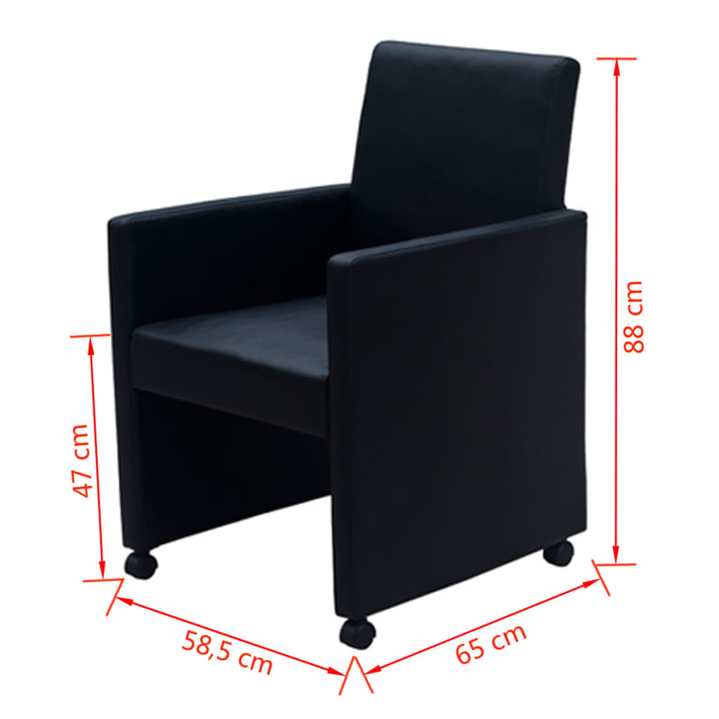 vidaXL Scaune de sufragerie, 4 buc., negru, piele ecologică