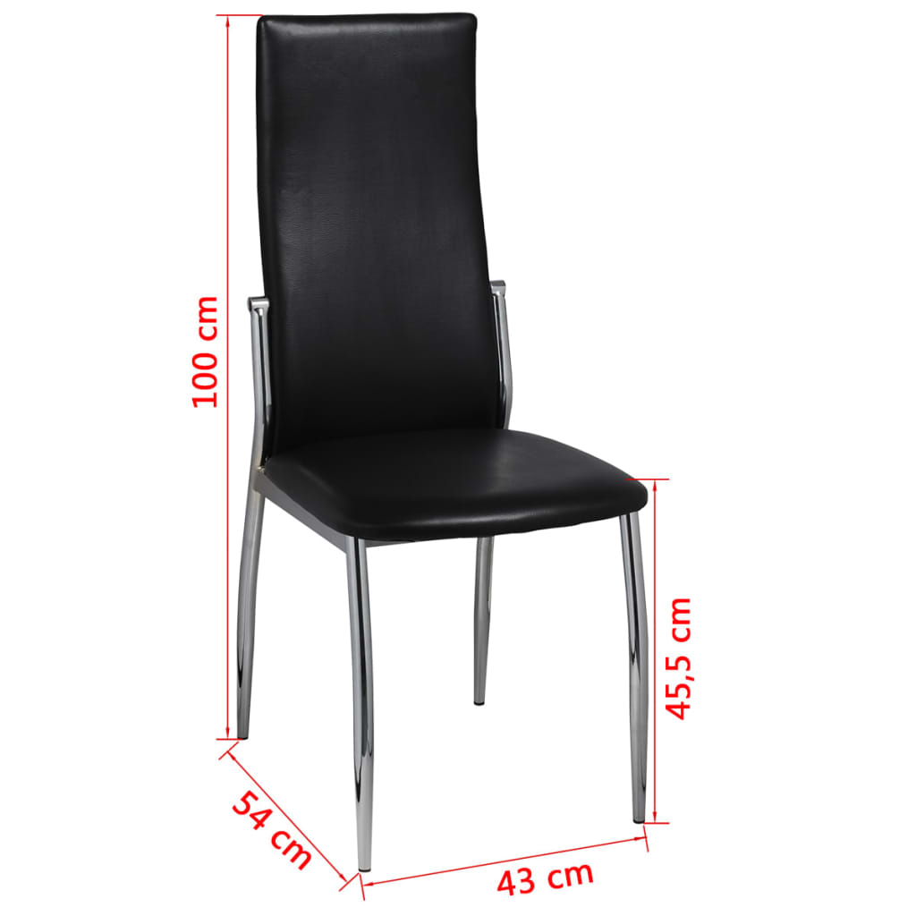 vidaXL Scaune de sufragerie, 6 buc., negru, piele ecologică