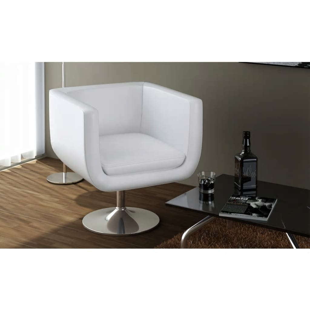 vidaXL Scaune de bar, 2 buc., alb, piele artificială vidaXL Scaune de bar, 2 buc., alb, piele artificială