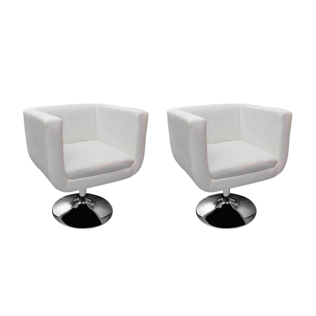vidaXL Scaune de bar, 2 buc., alb, piele artificială vidaXL Scaune de bar, 2 buc., alb, piele artificială