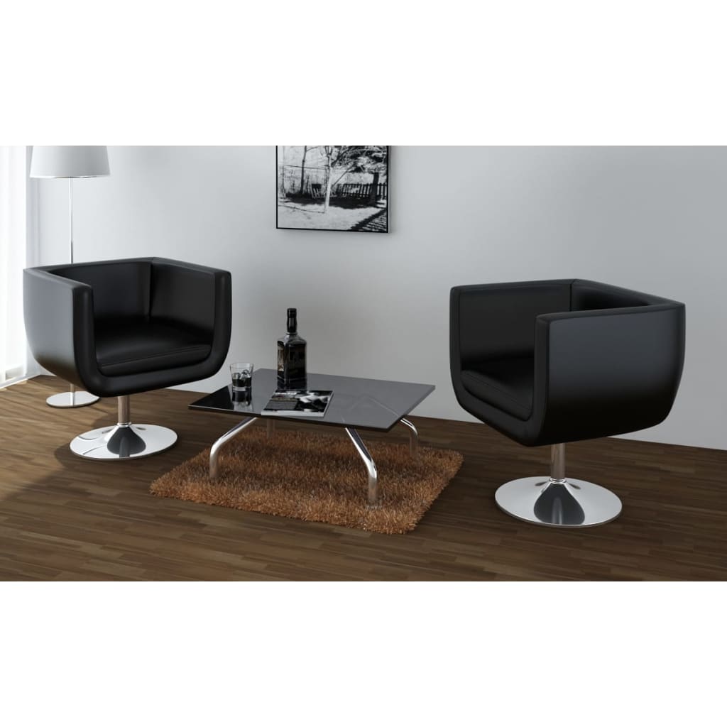 vidaXL Scaune de bar, 2 buc., piele artificială, negru