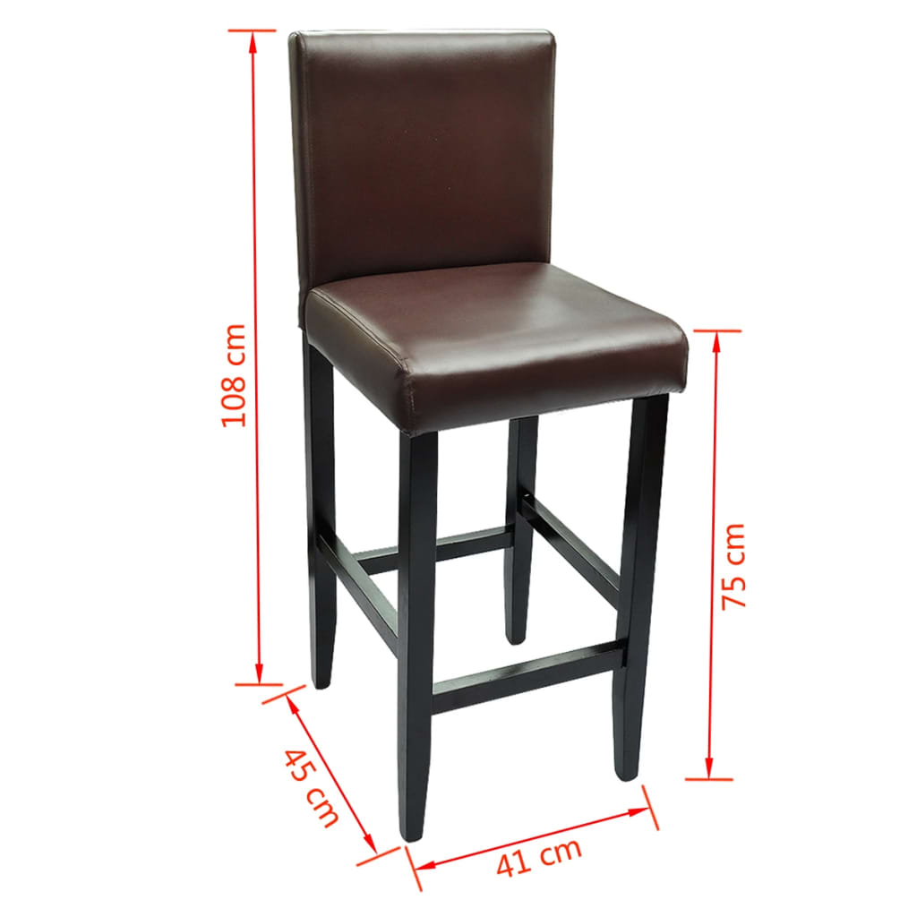 vidaXL Scaune de bar, 6 buc., maro închis, piele ecologică
