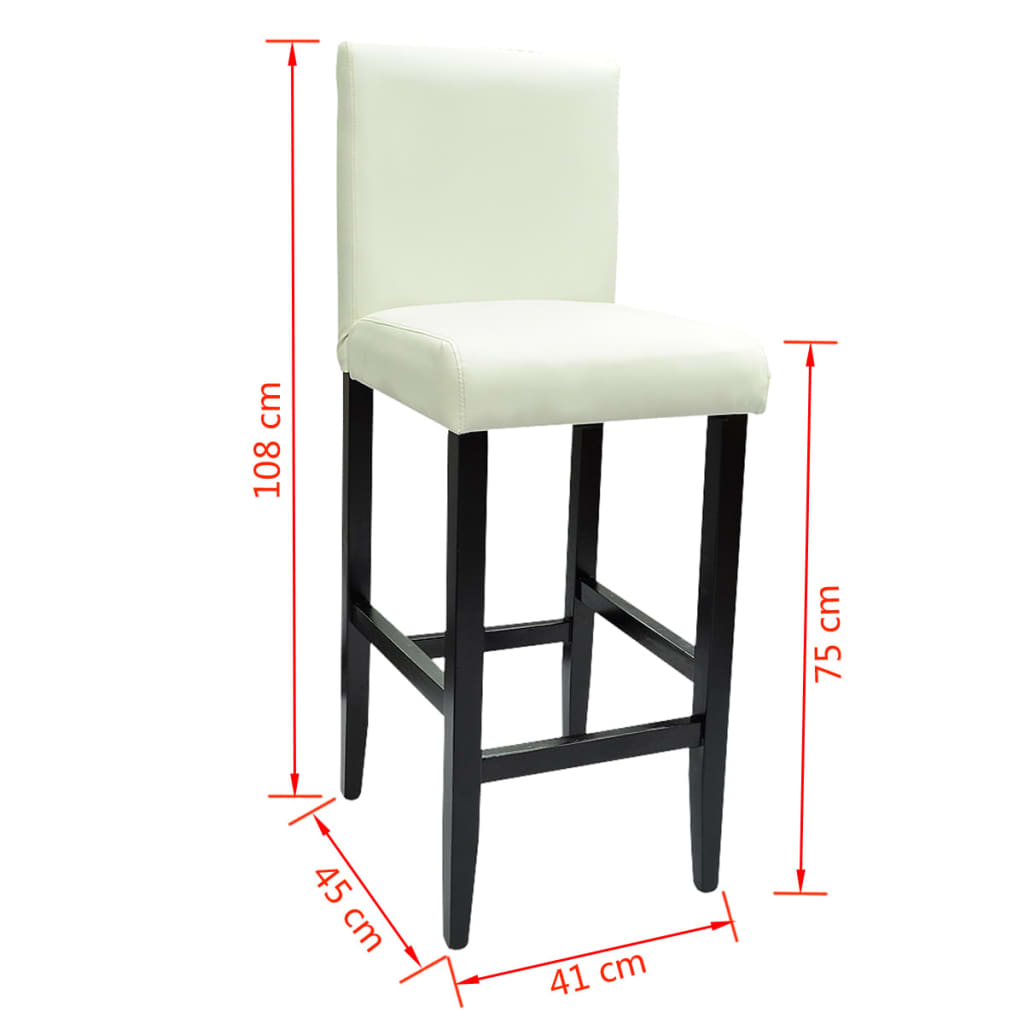 vidaXL Scaune de bar, 4 buc., alb, piele ecologică
