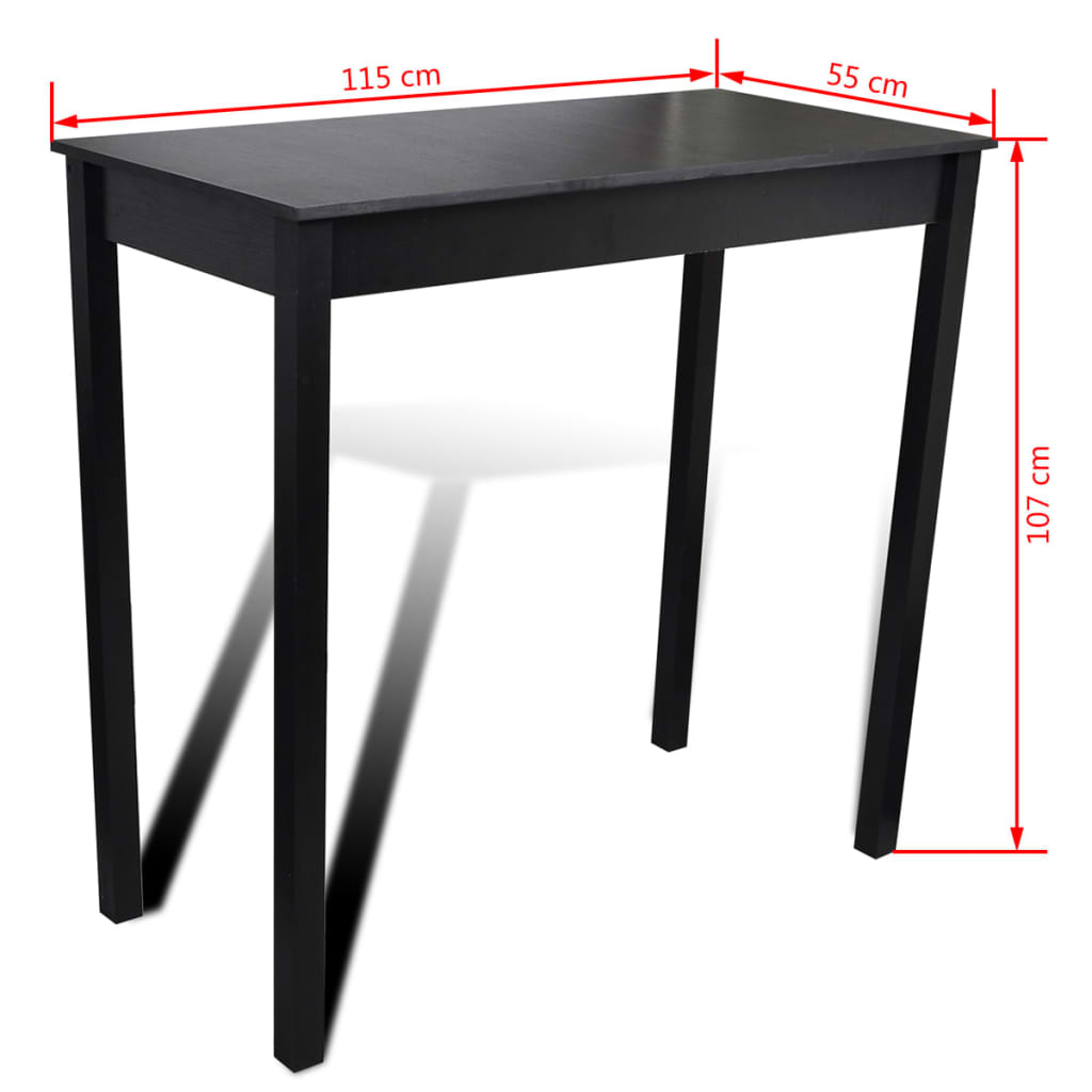 Masă de bar cu 4 scaune de bar, negru Masă de bar cu 4 scaune de bar, negru