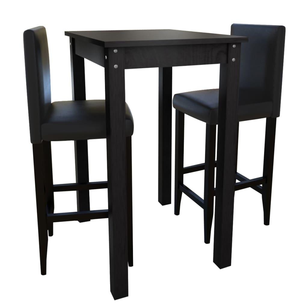 Masă de bar cu 2 scaune de bar, negru Masă de bar cu 2 scaune de bar, negru