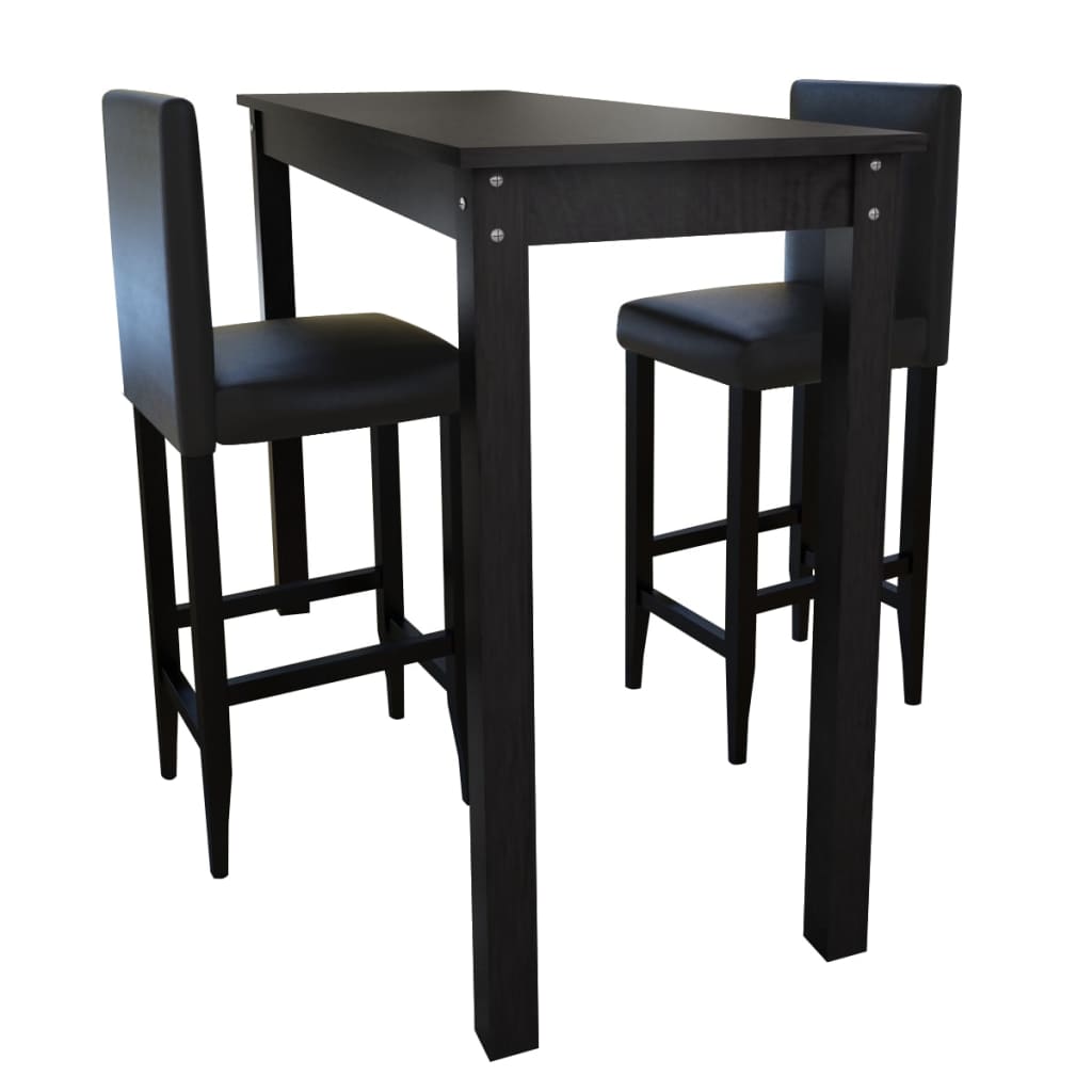 Masă de bar cu 2 scaune de bar negre Masă de bar cu 2 scaune de bar negre