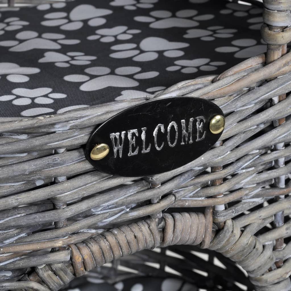 vidaXL Ansamblu pisici/pat/stâlp de zgâriat 2 etaje cu pernă răchită