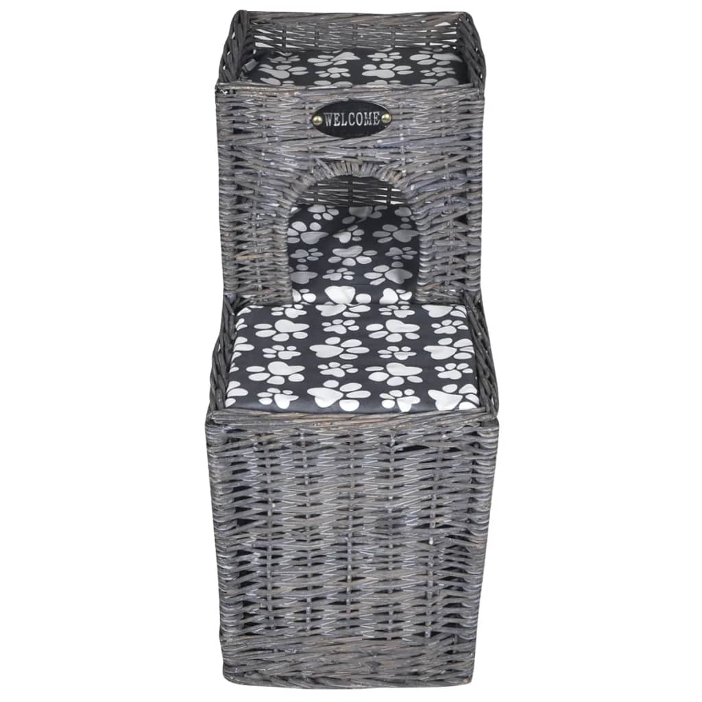 vidaXL Casă ansamblu de pisici/pat/stâlp de zgâriat, cu pernă, răchită vidaXL Casă ansamblu de pisici/pat/stâlp de zgâriat, cu pernă, răchită