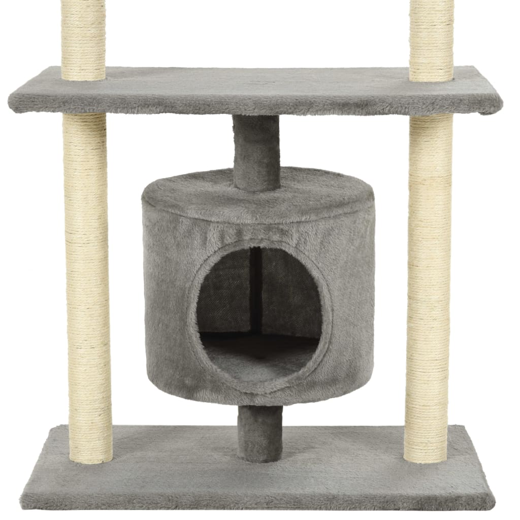 vidaXL Ansamblu pentru pisici cu stâlpi din funie de sisal, 95 cm Gri vidaXL Ansamblu pentru pisici cu stâlpi din funie de sisal, 95 cm Gri