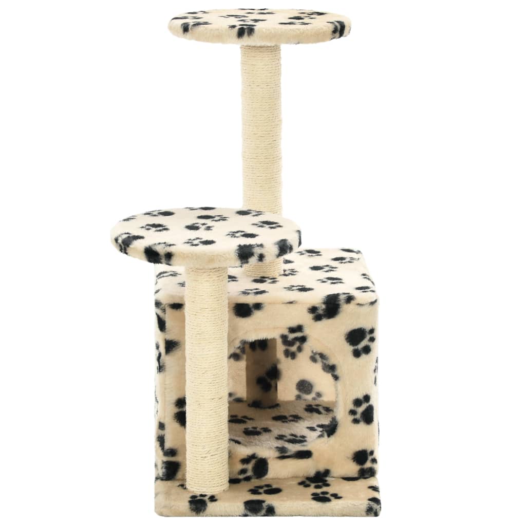 vidaXL Ansamblu pisici, stâlpi funie sisal, 60cm, imprimeu lăbuțe, bej vidaXL Ansamblu pisici, stâlpi funie sisal, 60cm, imprimeu lăbuțe, bej