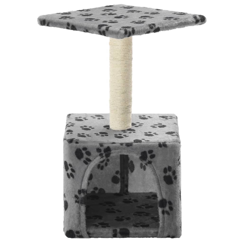 vidaXL Ansamblu pisici, stâlp funie sisal, gri, 55 cm, imprimeu lăbuțe