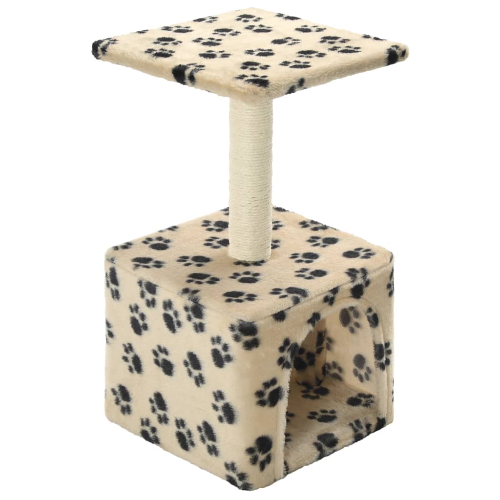 vidaXL Ansamblu pisici, stâlp funie sisal, bej, 55 cm, imprimeu lăbuțe vidaXL Ansamblu pisici, stâlp funie sisal, bej, 55 cm, imprimeu lăbuțe