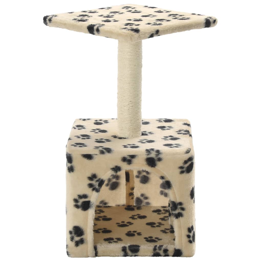 vidaXL Ansamblu pisici, stâlp funie sisal, bej, 55 cm, imprimeu lăbuțe vidaXL Ansamblu pisici, stâlp funie sisal, bej, 55 cm, imprimeu lăbuțe