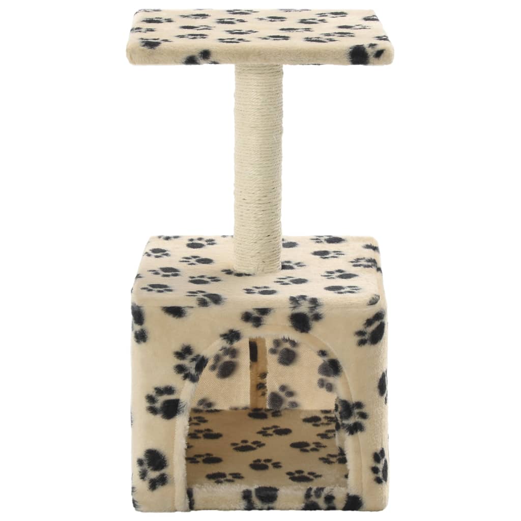 vidaXL Ansamblu pisici, stâlp funie sisal, bej, 55 cm, imprimeu lăbuțe vidaXL Ansamblu pisici, stâlp funie sisal, bej, 55 cm, imprimeu lăbuțe