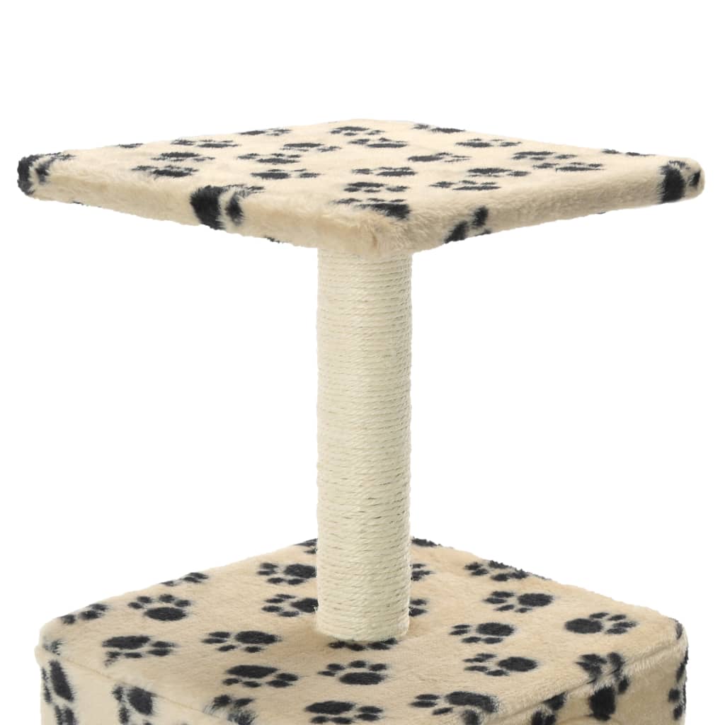 vidaXL Ansamblu pisici, stâlp funie sisal, bej, 55 cm, imprimeu lăbuțe vidaXL Ansamblu pisici, stâlp funie sisal, bej, 55 cm, imprimeu lăbuțe