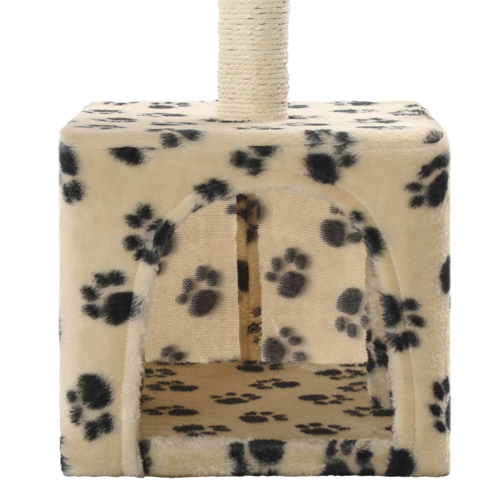vidaXL Ansamblu pisici, stâlp funie sisal, bej, 55 cm, imprimeu lăbuțe vidaXL Ansamblu pisici, stâlp funie sisal, bej, 55 cm, imprimeu lăbuțe