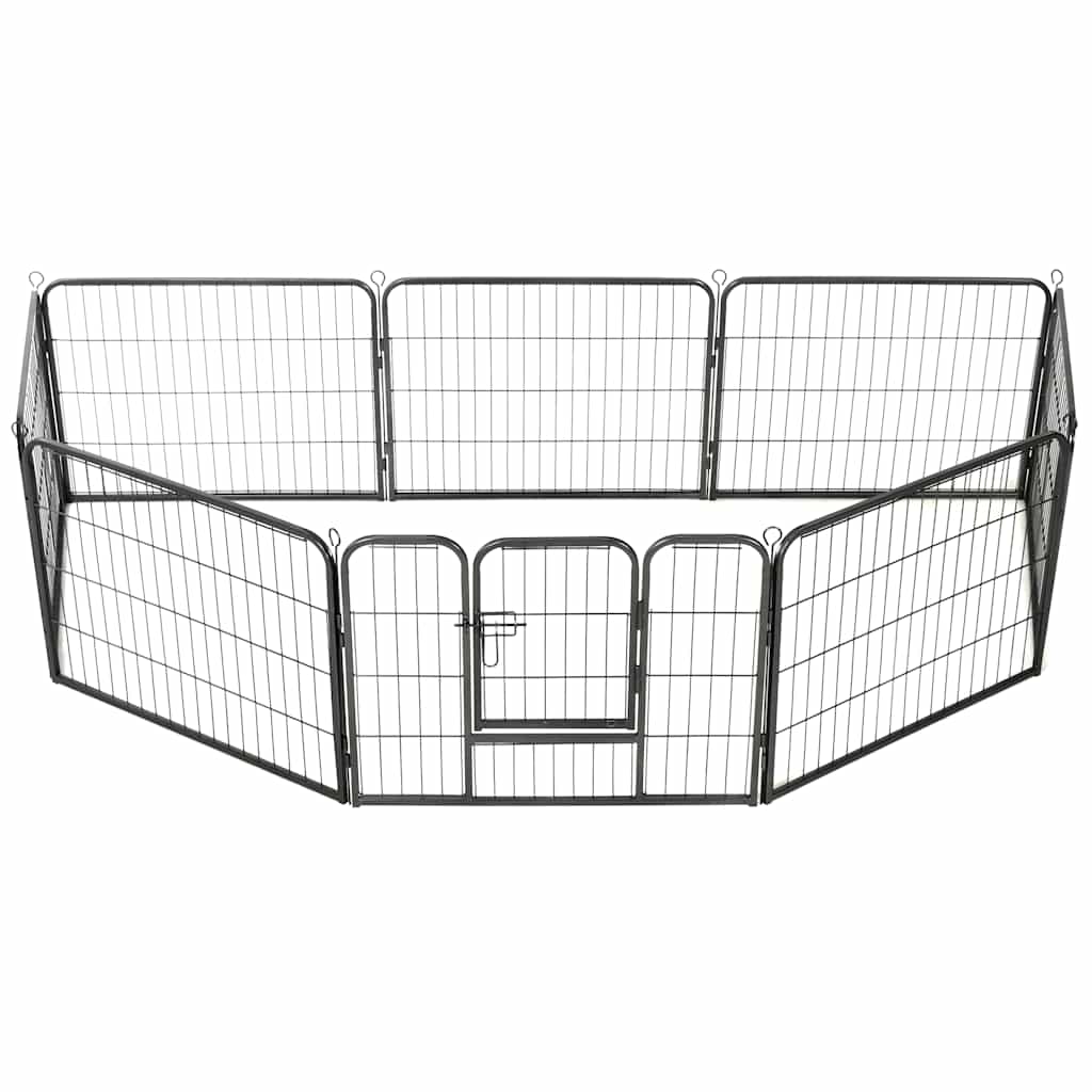 vidaXL Țarc pentru câini, 8 panouri, oțel, 80x60 cm, negru vidaXL Țarc pentru câini, 8 panouri, oțel, 80x60 cm, negru