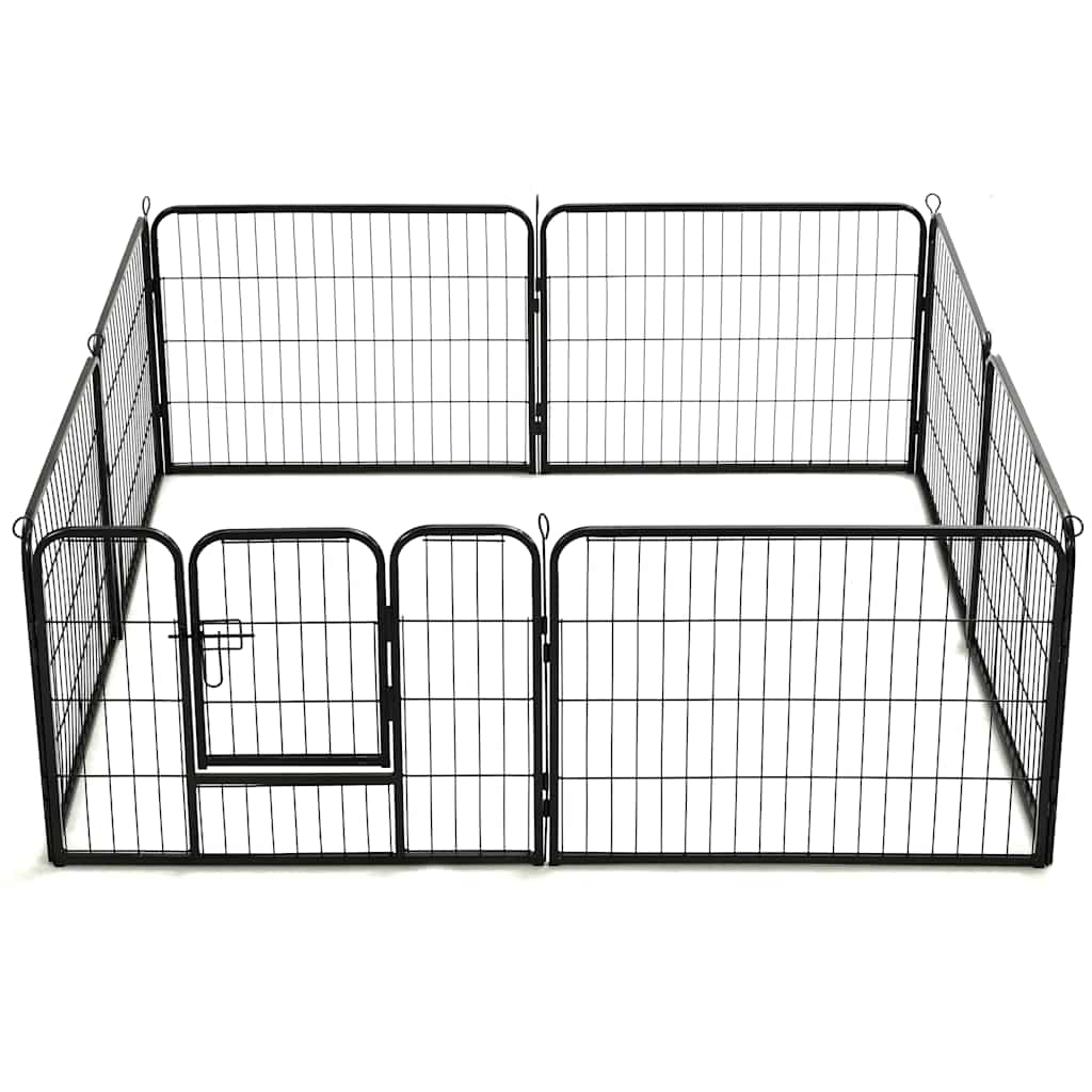vidaXL Țarc pentru câini, 8 panouri, oțel, 80x60 cm, negru vidaXL Țarc pentru câini, 8 panouri, oțel, 80x60 cm, negru