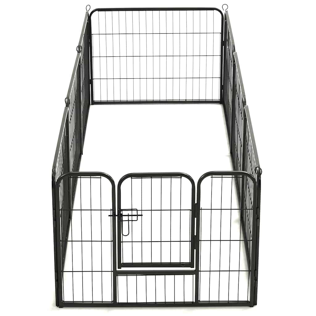 vidaXL Țarc pentru câini, 8 panouri, oțel, 80x60 cm, negru vidaXL Țarc pentru câini, 8 panouri, oțel, 80x60 cm, negru