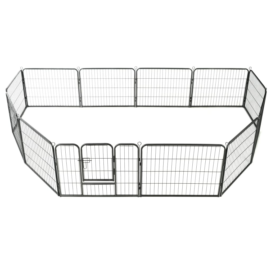 vidaXL Țarc pentru câini, 12 panouri, negru, 80 x 60 cm, oțel vidaXL Țarc pentru câini, 12 panouri, negru, 80 x 60 cm, oțel