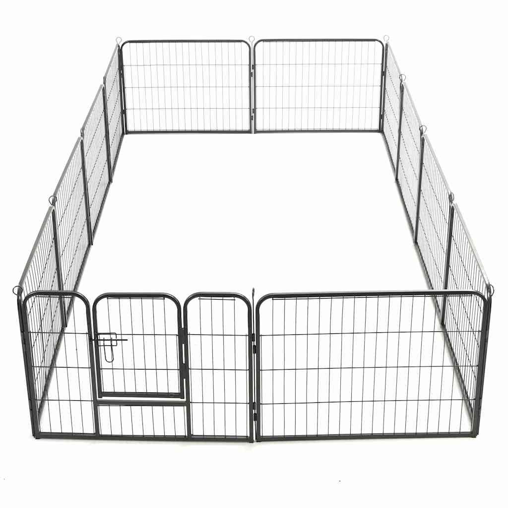 vidaXL Țarc pentru câini, 12 panouri, negru, 80 x 60 cm, oțel vidaXL Țarc pentru câini, 12 panouri, negru, 80 x 60 cm, oțel