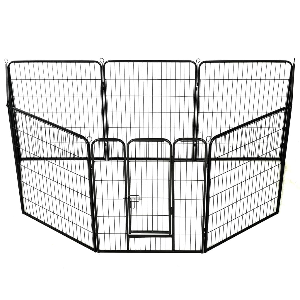 vidaXL Țarc pentru câini, 8 panouri, oțel, 80 x 100 cm, negru vidaXL Țarc pentru câini, 8 panouri, oțel, 80 x 100 cm, negru
