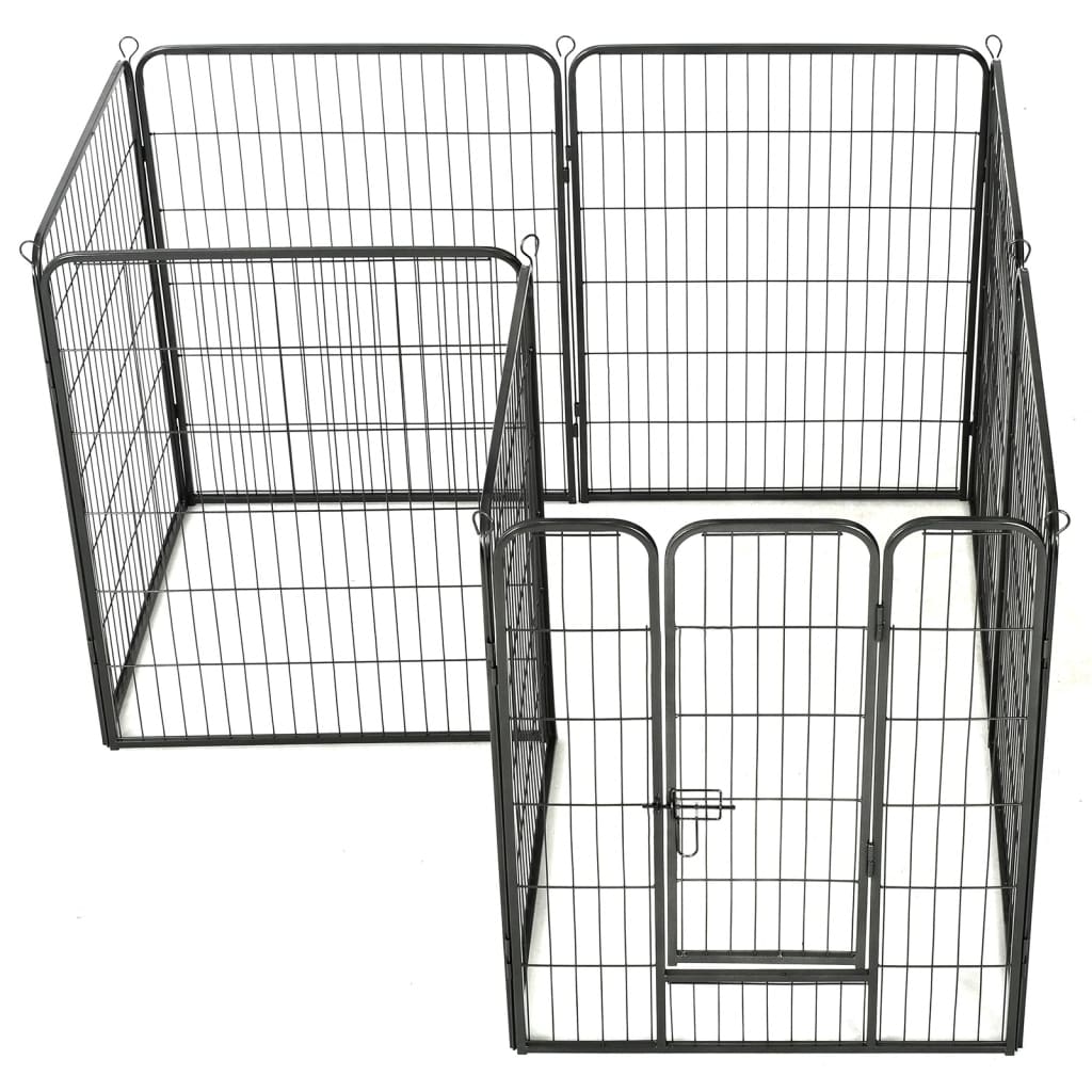 vidaXL Țarc pentru câini, 8 panouri, oțel, 80 x 100 cm, negru vidaXL Țarc pentru câini, 8 panouri, oțel, 80 x 100 cm, negru
