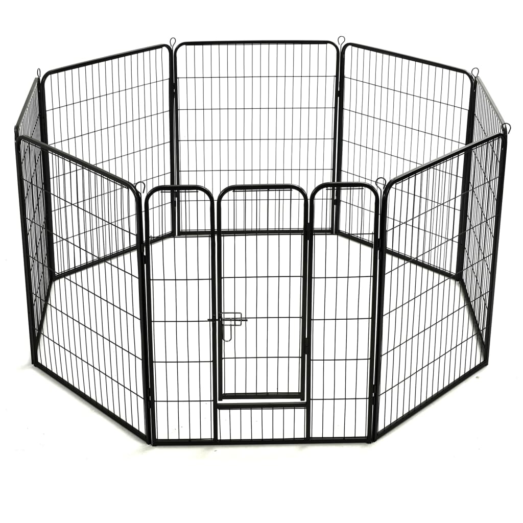vidaXL Țarc pentru câini, 8 panouri, oțel, 80 x 100 cm, negru vidaXL Țarc pentru câini, 8 panouri, oțel, 80 x 100 cm, negru