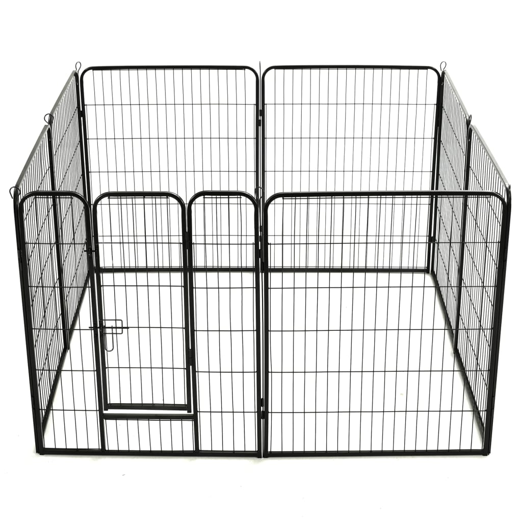 vidaXL Țarc pentru câini, 8 panouri, oțel, 80 x 100 cm, negru vidaXL Țarc pentru câini, 8 panouri, oțel, 80 x 100 cm, negru