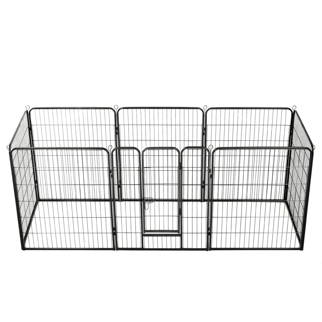 vidaXL Țarc pentru câini, 8 panouri, oțel, 80 x 100 cm, negru vidaXL Țarc pentru câini, 8 panouri, oțel, 80 x 100 cm, negru