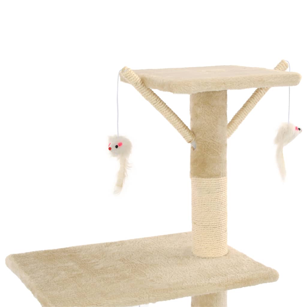 vidaXL Ansamblu pisici cu stâlpi din funie de sisal, 138 cm, bej vidaXL Ansamblu pisici cu stâlpi din funie de sisal, 138 cm, bej