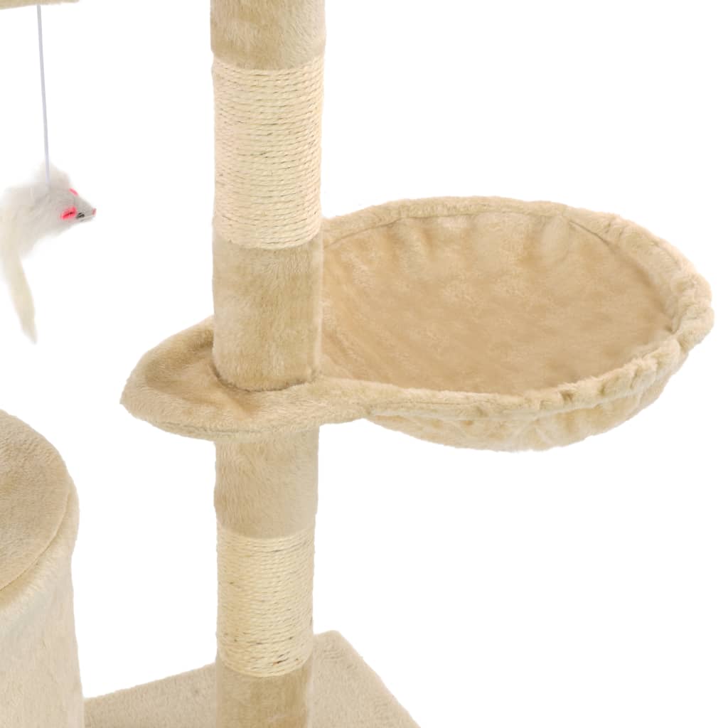 vidaXL Ansamblu pisici cu stâlpi din funie de sisal, 138 cm, bej vidaXL Ansamblu pisici cu stâlpi din funie de sisal, 138 cm, bej