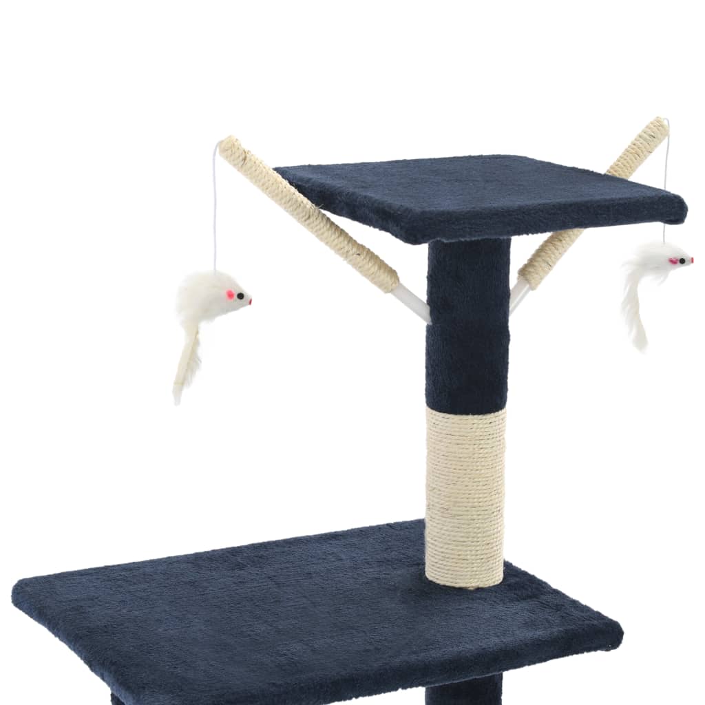 vidaXL Ansamblu pisici stâlpi din funie sisal, 138 cm, albastru închis vidaXL Ansamblu pisici stâlpi din funie sisal, 138 cm, albastru închis