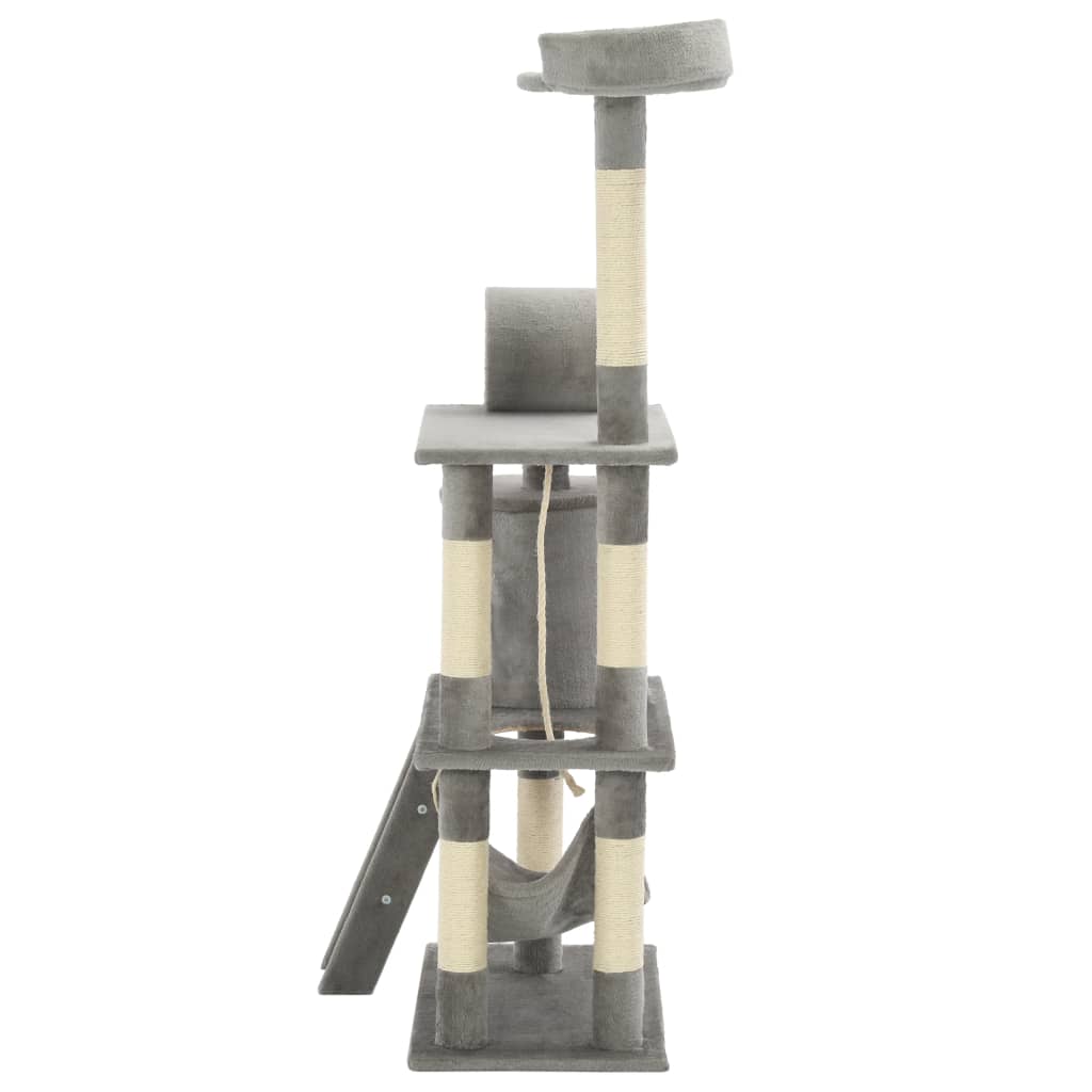 vidaXL Ansamblu de joacă pisici, cu stâlpi funie sisal, 140 cm, gri